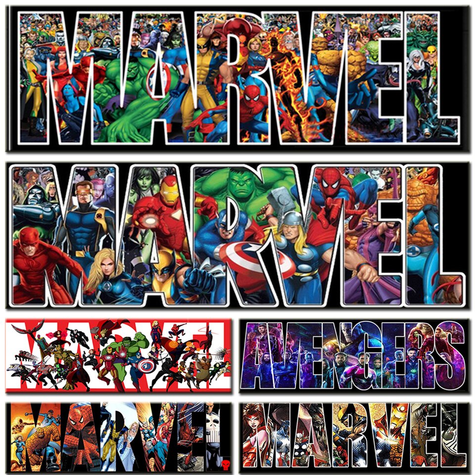 Marvel Diamond Mosaic Avengers 5D Diamond Painting Disney Superhero Cross  Stitch Movie Characters Rhinestone Art Teenage Gift45x130cm square Gao  Jinjia LED